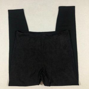 NEW Lysse Women Large Custom Ponte Angled Black Legging Pant Faux Suede NWT $101